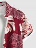 Plus Size Tropical Leaves Floral Print Hawaii Button Pocket Shirt For Men -  
