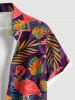 Plus Size Colorful Tropical Leaf Flamingo Print Hawaii Button Pocket Shirt For Men -  