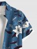Plus Size Ombre Flower Leaf Print Hawaii Buttons Pocket Shirt For Men -  