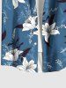 Chemise hawaïenne grande taille à imprimé floral et feuilles ombré avec boutons et poches pour homme - Bleu-gris 4XL
