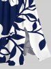Robe mi-longue trapèze hawaïenne à imprimé bicolore contrasté, grande taille, avec poches fendues et motif floral et branches - Bleu profond XXS