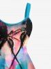 Plus Size Coconut Tree Colorful Ombre Colorblock Print Hawaii A Line Tank Dress -  