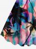 Plus Size Coconut Tree Colorful Ombre Colorblock Print Hawaii A Line Tank Dress -  