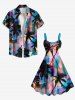 Plus Size Coconut Tree Colorful Ombre Colorblock Print Hawaii A Line Tank Dress -  