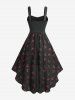 Cherry Print Starfish Buckle Lace Trim High Low Tank Dress -  
