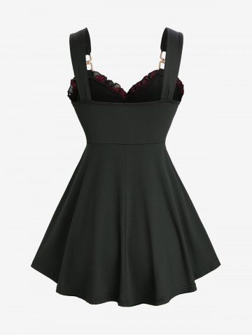 Plus Size Floral Lace Ruffles Backless Layered Tank Top