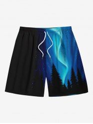 Plus Size Trees Galaxy Star Print Hawaii Shorts For Men -  