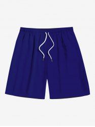 Short de plage grande taille uni avec poches et cordon de serrage pour homme - Bleu profond M