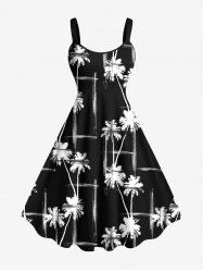 Plus Size Coconut Tree Print Hawaii Tank Dress -  
