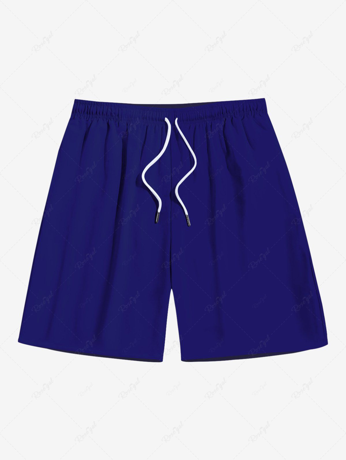 Buy Plus Size Solid Color Pockets Drawstring Beach Shorts For Men  
