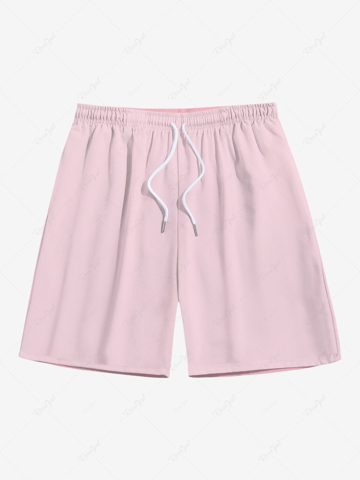 Outfit Plus Size Solid Color Pockets Drawstring Beach Shorts For Men  