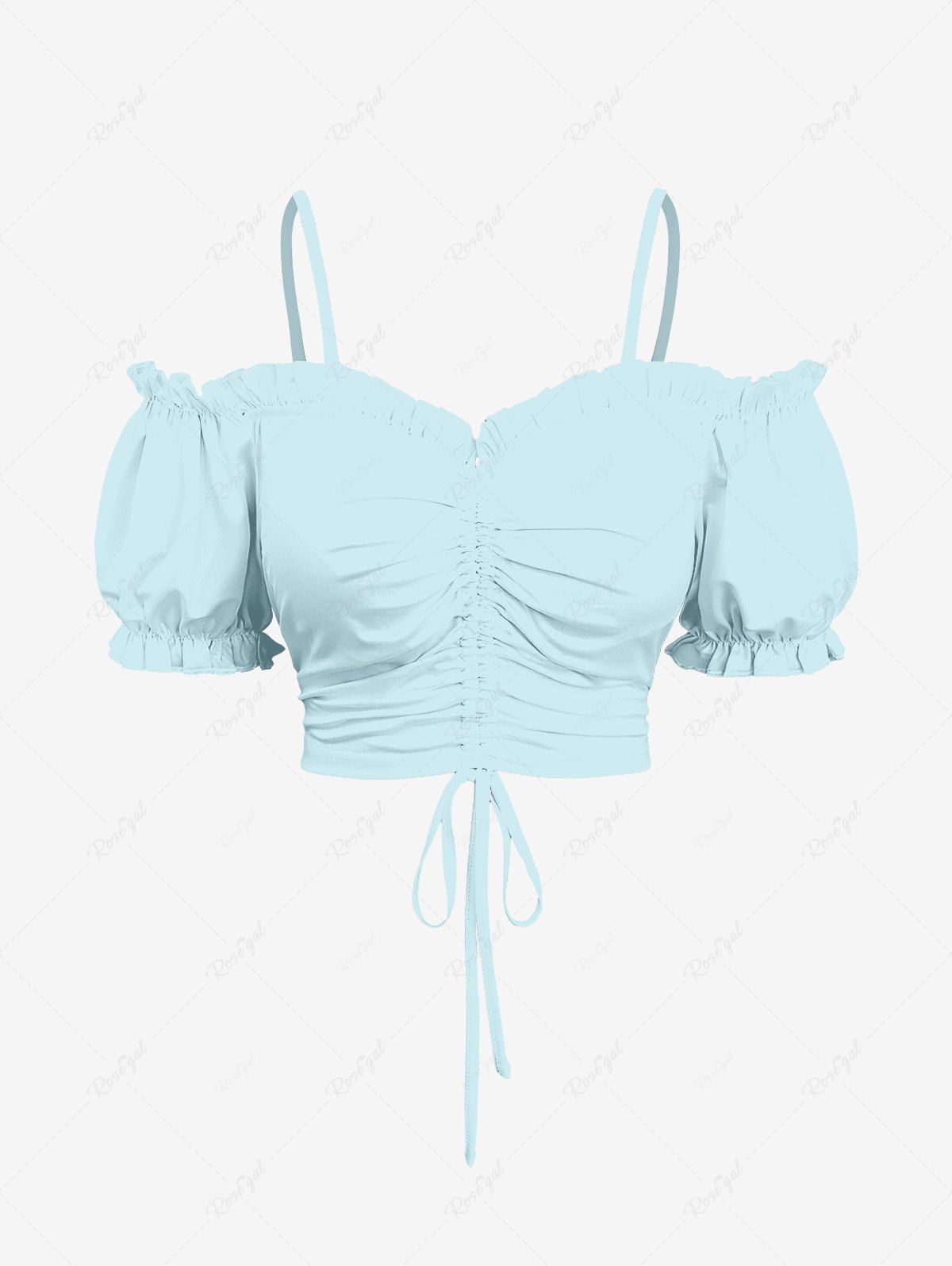 New Plus Size Ruched Cinched Ruffles Cold Shoulder Cami Top  