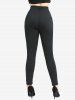 Tie Dye Ombre Jacquard Top and Straps Grommet D-Ring Heart Buckle Leggings Plus Size Outfit -  