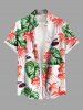 Ensemble chemise et barboteuse hawaïennes assorties, tenue de plage grande taille, imprimé feuilles tropicales, fleurs et insectes, pour couples - Blanc 