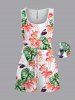 Ensemble chemise et barboteuse hawaïennes assorties, tenue de plage grande taille, imprimé feuilles tropicales, fleurs et insectes, pour couples - Blanc 