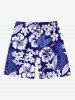 Ensemble chemise et barboteuse hawaïennes assorties, grande taille, tenue de plage, imprimé feuilles tropicales et hibiscus, pour couples - Bleu profond 