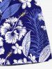 Ensemble chemise et barboteuse hawaïennes assorties, grande taille, tenue de plage, imprimé feuilles tropicales et hibiscus, pour couples - Bleu profond 