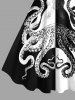 Octopus Two Tone Contrast Colorblock Print Plus Size Matching Hawaii Beach Outfit For Couples -  