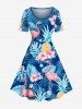 Tropical Leaf Hibiscus Flowers Pineapple Print Plus Size Matching Hawaii Beach Outfit For Couples -  