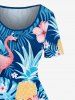 Tropical Leaf Hibiscus Flowers Pineapple Print Plus Size Matching Hawaii Beach Outfit For Couples -  