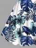 Tenue de plage hawaïenne assortie grande taille à imprimé feuilles tropicales et fleurs pour couples - Bleu 
