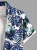 Tenue de plage hawaïenne assortie grande taille à imprimé feuilles tropicales et fleurs pour couples - Bleu 