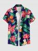 Matching Hawaii Shirt and Romper Plus Size Beach Outfit Tropical Leaf Flower Print For Couples -  