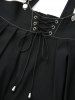 Jupe trapèze à bretelles croisées et fermeture éclair au dos, lacets, surpiqûres, grande taille - Noir L | US 12