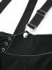 Jupe trapèze à bretelles croisées et fermeture éclair au dos, lacets, surpiqûres, grande taille - Noir M | US 10