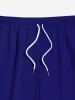 Plus Size Solid Color Pockets Drawstring Beach Shorts For Men -  
