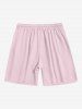 Plus Size Solid Color Pockets Drawstring Beach Shorts For Men -  