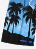 Plus Size Coconut Tree Moon Ombre Sky Print Hawaii Drawstring Beach Shorts For Men -  