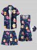 Plus Size Tropical Leaves Floral Print Hawaii Drawstring Beach Shorts For Men -  