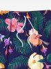 Plus Size Tropical Leaves Floral Print Hawaii Drawstring Beach Shorts For Men -  