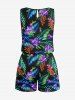 Combinaison hawaïenne cintrée grande taille à imprimé feuilles tropicales et fleurs - Noir L