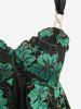 Plus Size Floral Lace Ruffles Backless Layered Tank Top -  