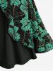 Plus Size Floral Lace Ruffles Backless Layered Tank Top -  