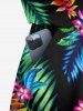 Combinaison hawaïenne cintrée grande taille à imprimé feuilles tropicales et fleurs - Noir L