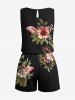 Combinaison hawaïenne cintrée grande taille à imprimé feuilles tropicales et fleurs d'hibiscus - Noir 2X