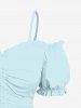 Plus Size Ruched Cinched Ruffles Cold Shoulder Cami Top -  