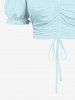 Plus Size Ruched Cinched Ruffles Cold Shoulder Cami Top -  