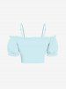 Plus Size Ruched Cinched Ruffles Cold Shoulder Cami Top -  