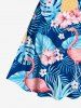 Plus Size Tropical Leaf Hibiscus Flowers Pineapple Print Vintage Hawaii Dress -  