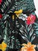 Combinaison hawaïenne cintrée grande taille à imprimé feuilles tropicales et fleurs d'hibiscus - Noir 5X