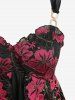 Plus Size Floral Lace Ruffles Backless Layered Tank Top -  