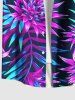 Plus Size Tropical Leaf Flower Print Buttons Pocket Hawaii Shirt For Men -  
