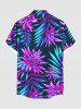 Plus Size Tropical Leaf Flower Print Buttons Pocket Hawaii Shirt For Men -  