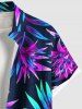 Plus Size Tropical Leaf Flower Print Buttons Pocket Hawaii Shirt For Men -  