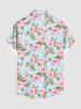 Plus Size Flowers Leaf Print Buttons Pocket Hawaii Shirt For Men -  