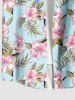 Plus Size Flowers Leaf Print Buttons Pocket Hawaii Shirt For Men -  